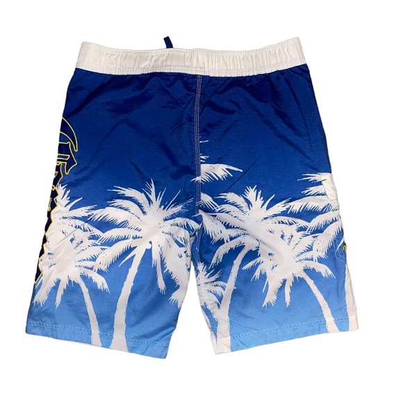 Corona Extra Cargo Board Shorts Mens M Palm Tree Logo Colorful Swimwear Blue - Picture 4 of 7